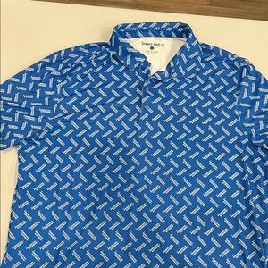 Short Par 4 Blue Patterned Polo Shirt